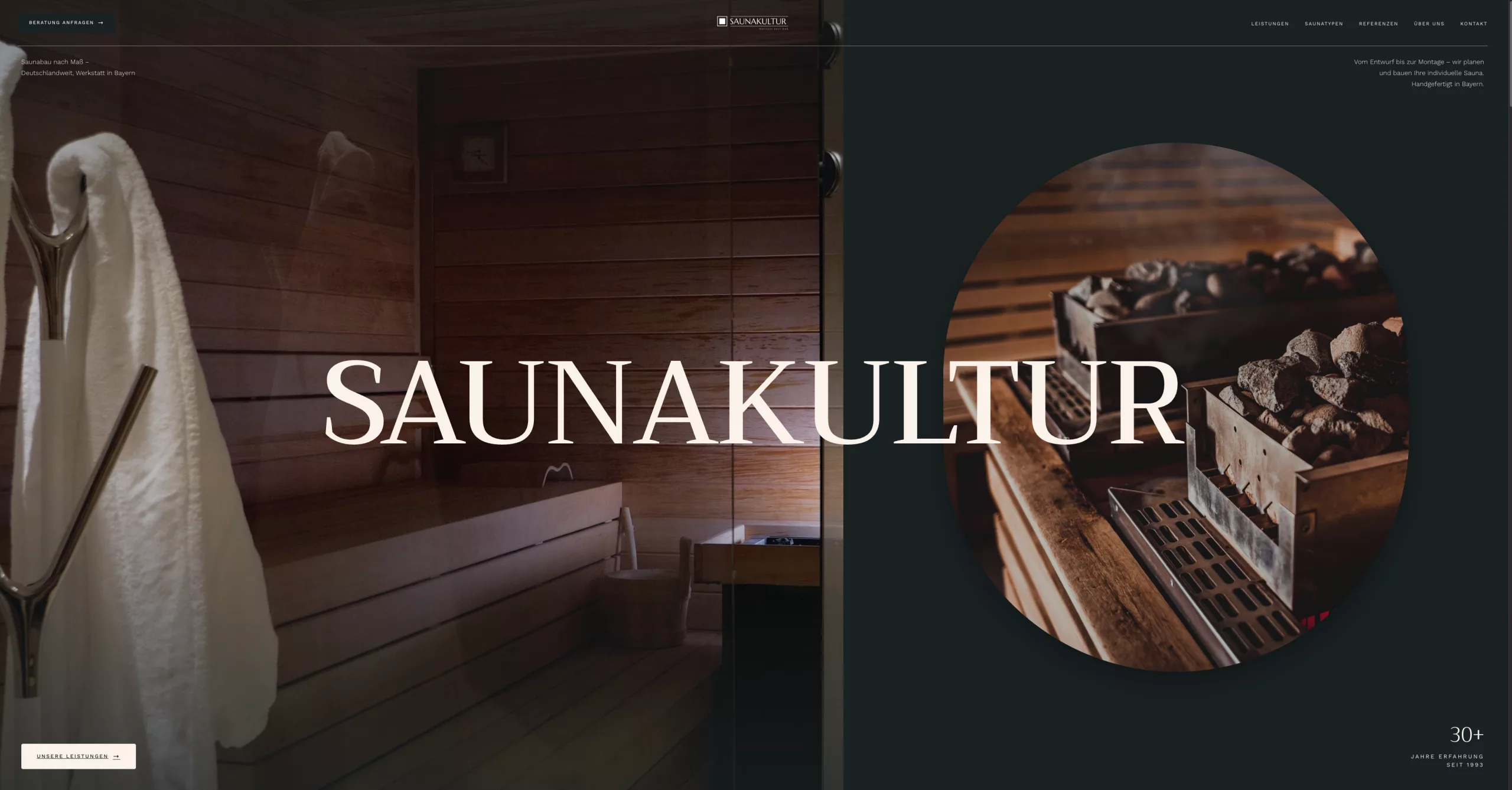 Konzept Saunakultur – Website-Vorlage für Saunabau