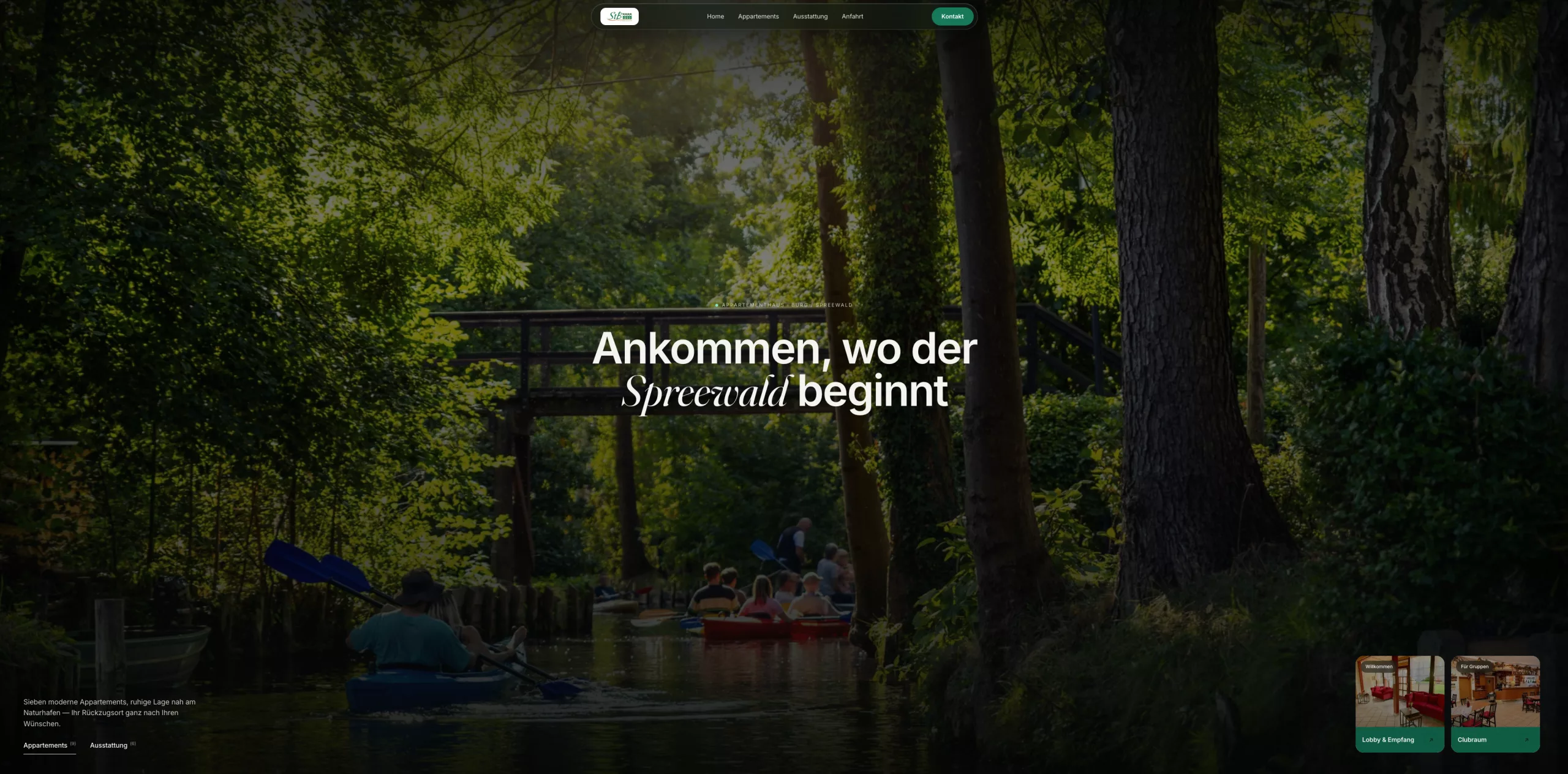 Konzept Spreewald Appartements – Website-Vorlage für Ferienunterkünfte