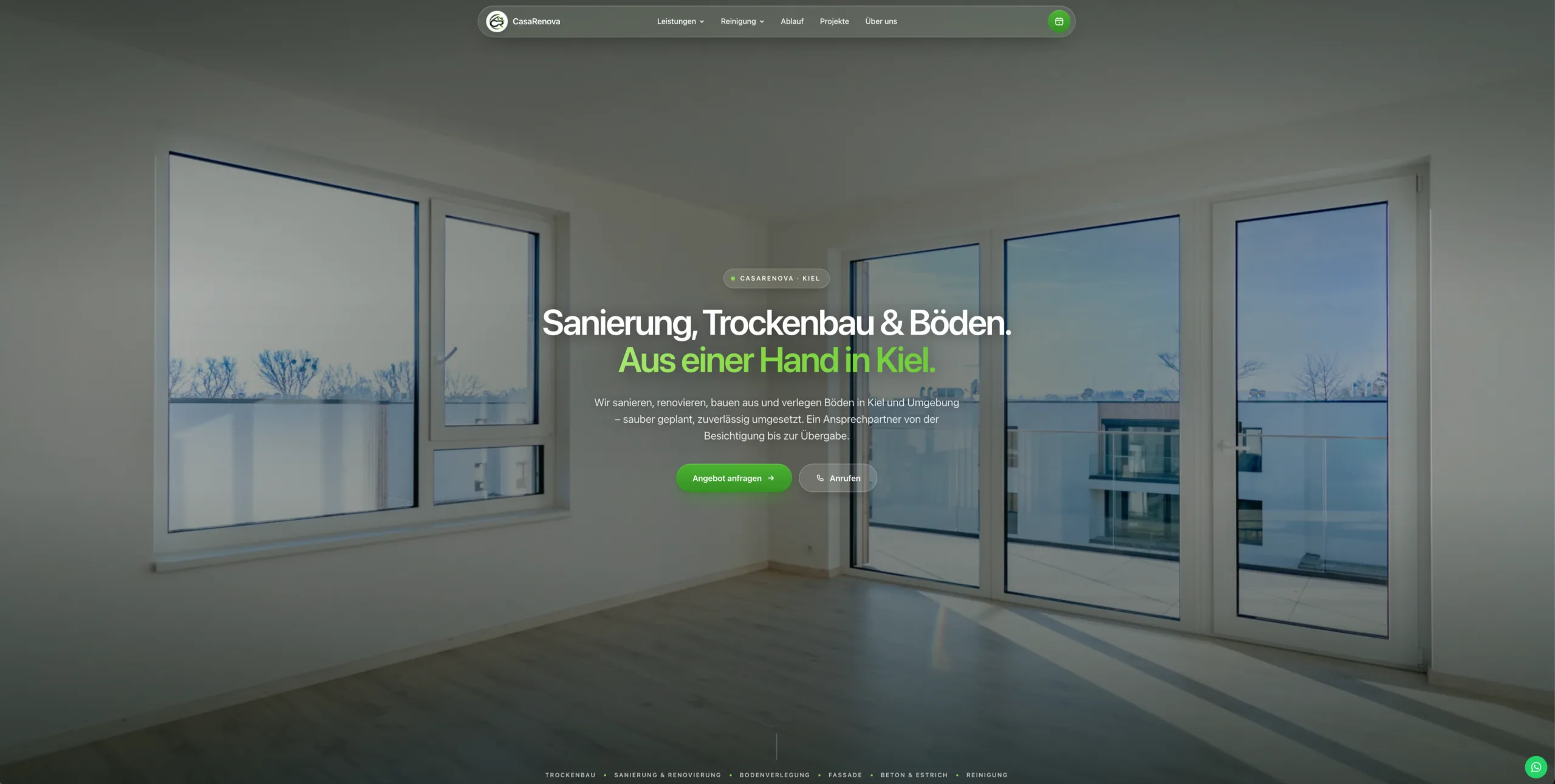 Webdesign Casarenova Kiel – Website für Sanierung, Trockenbau und Böden